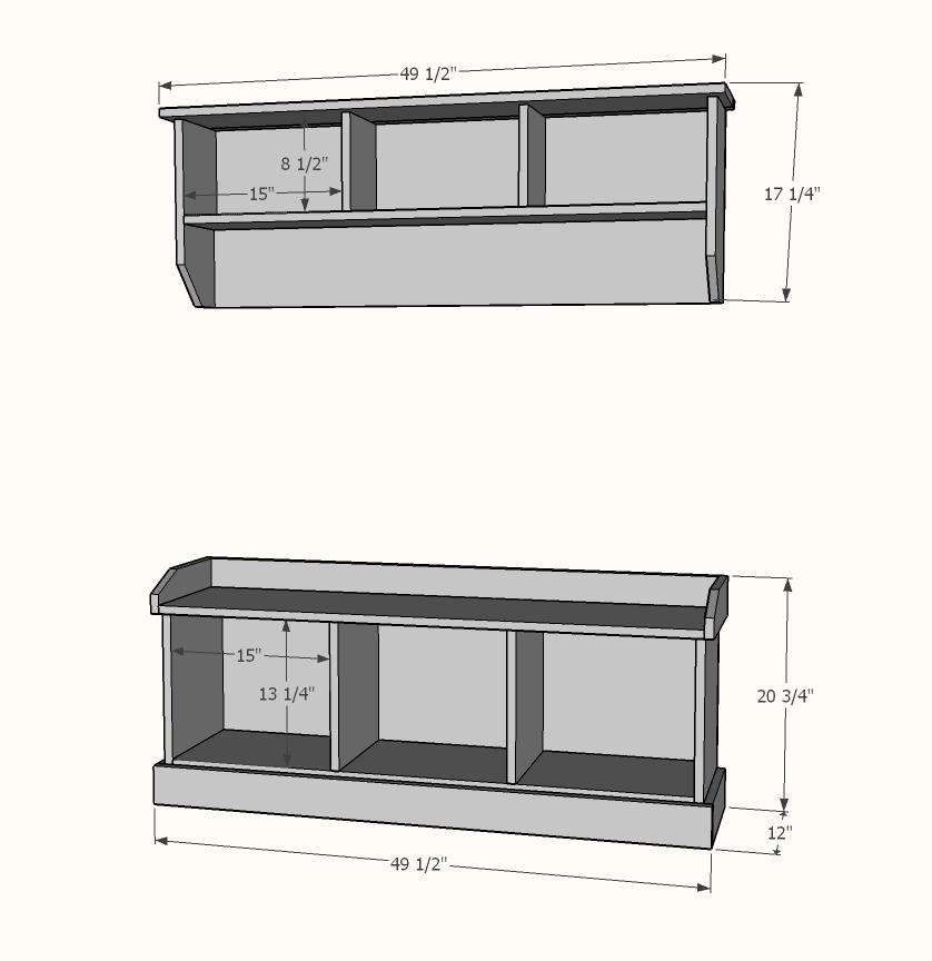 Entryway Bench and Storage Shelf with Hooks Ana White